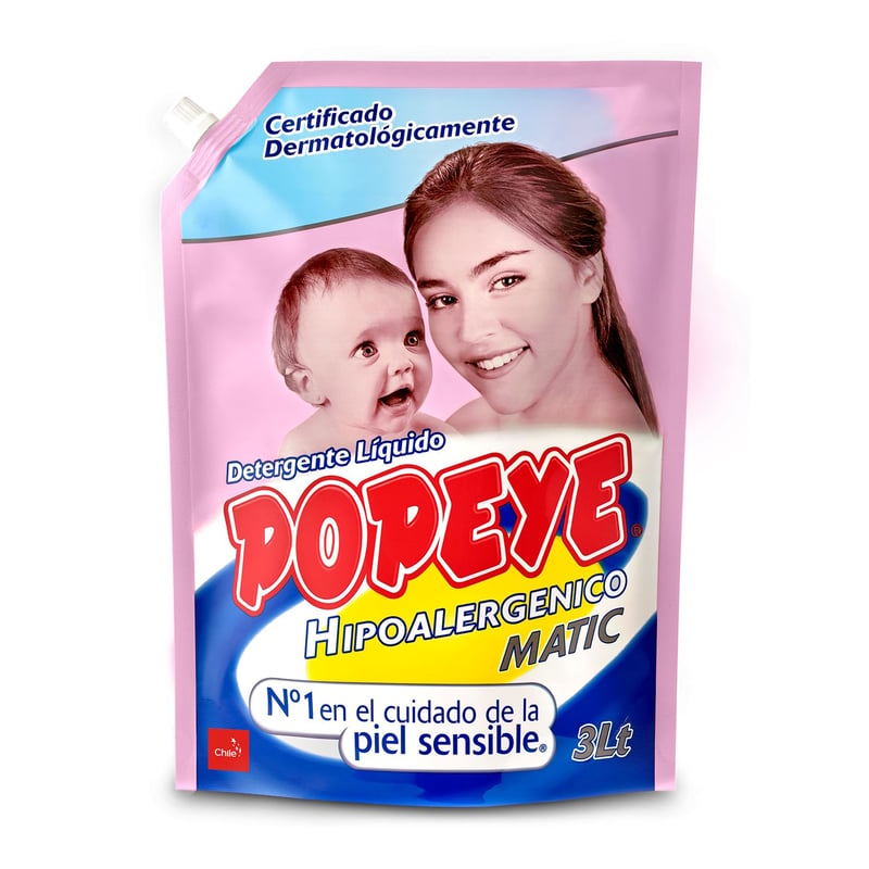 POPEYE - Detergente Líquido Hipoalergénico Bebé Popeye Doypack 3 L