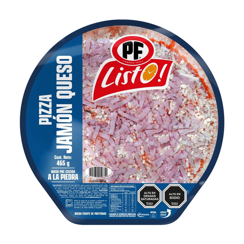 PF LISTO - Pizza Jamón Queso Masa a la Piedra PF Listo 465 g