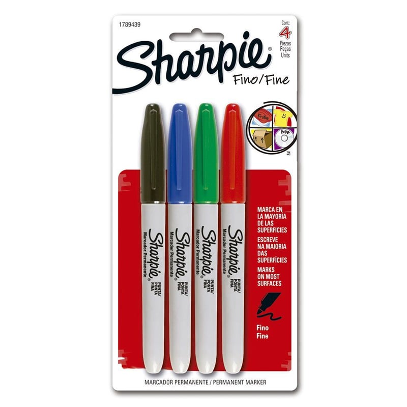 SHARPIE - Kit 4 Sharpie Punta Fina Colores Básicos