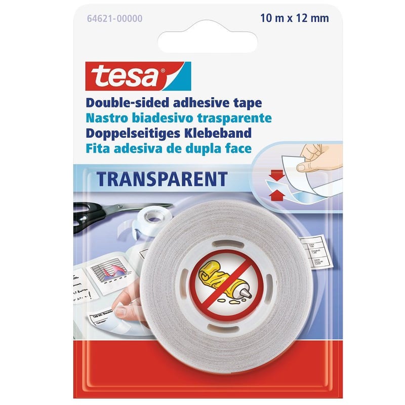 TESA - Cinta Doble Contacto Transparente 10 metros x 12 mm