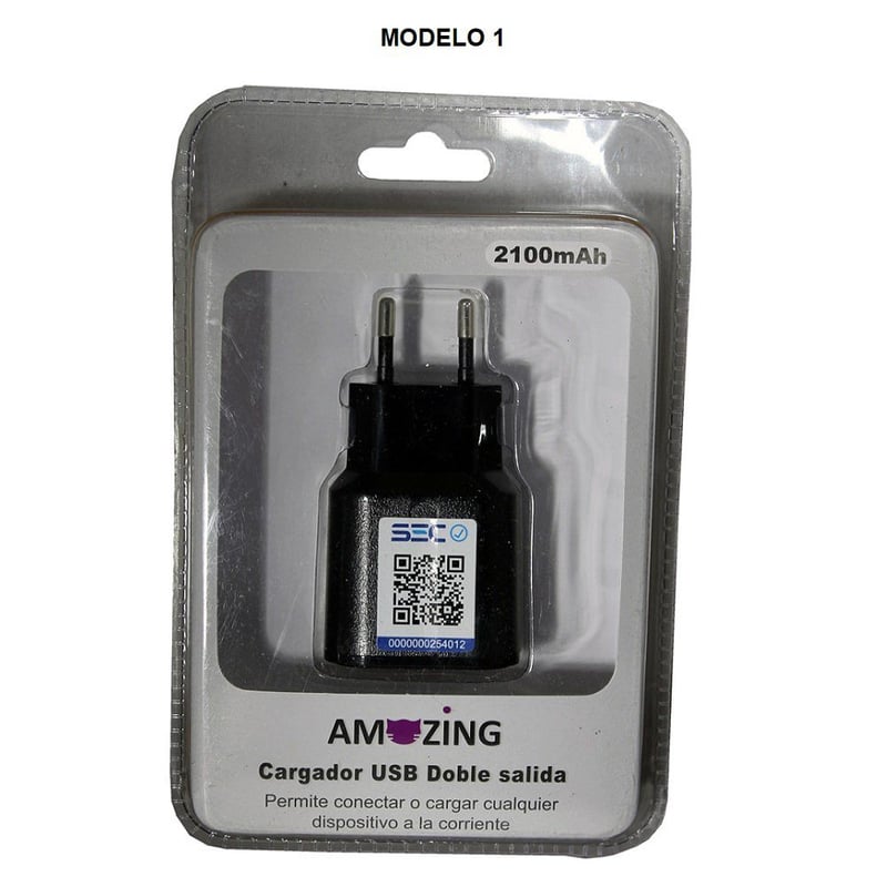 AMAZING - Cargador 2100 Mah 220V 2 USB 1 20 Y 31Ap Amazing