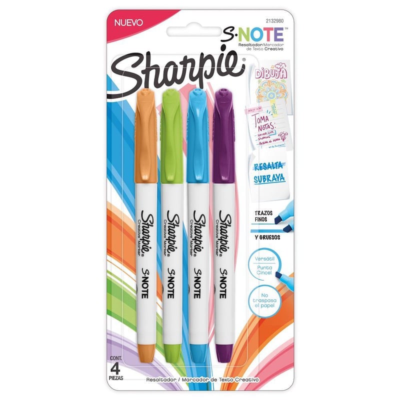 SHARPIE - 4 Destacadores Sharpie Note Blister Colores Intensos