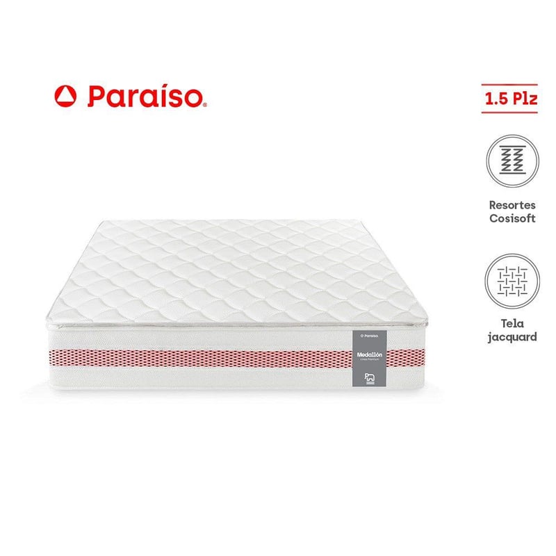 PARAISO - Colchón Medallón Ergosoft 1,5 plazas 105 cm x 190 cm