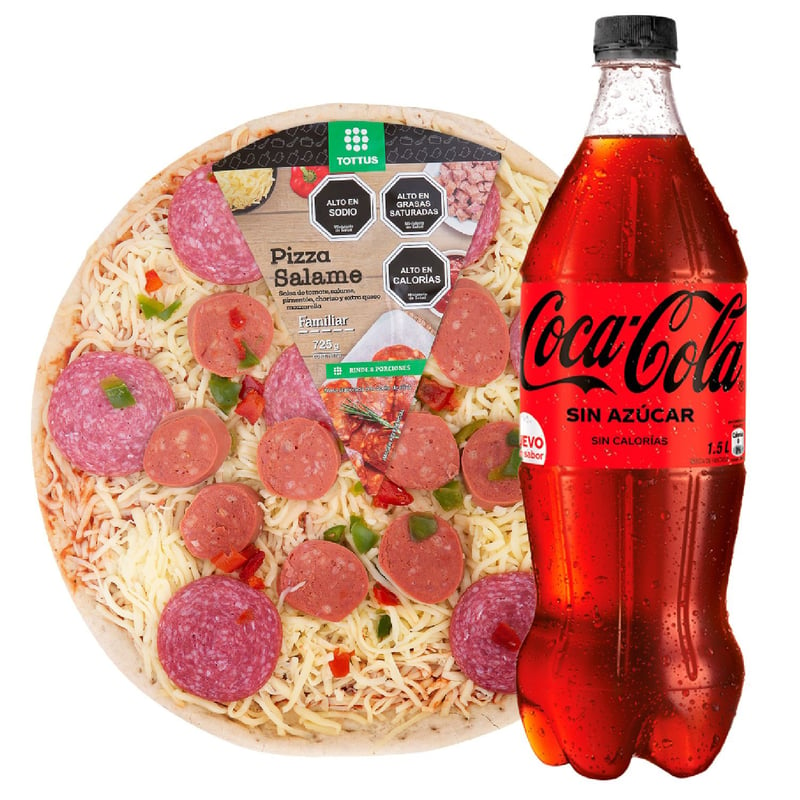 TOTTUS - Combo Pizza Salame + Coca Cola Zero 1.5 Lt