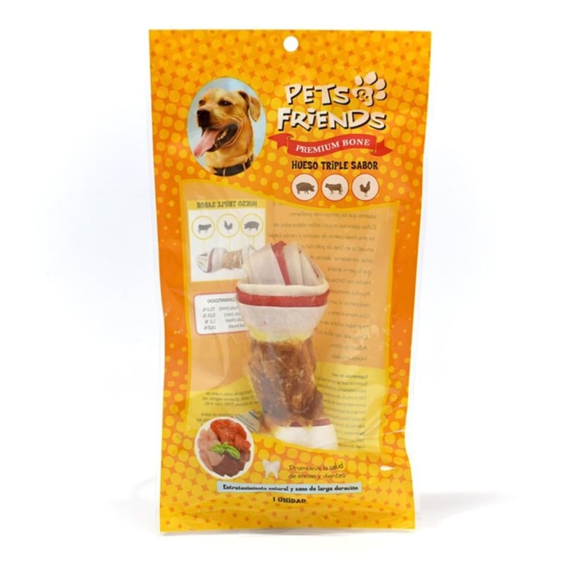 PETS AND FRIENDS - Snack para Perros Hueso Triple Sabor L Pets and Friends 1 Un