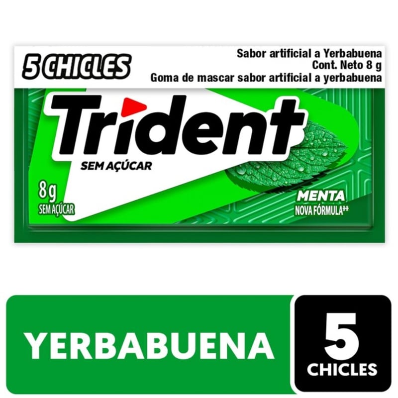 TRIDENT - Chicle Trident Sabor Yerbabuena 8 g