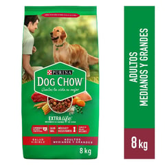 DOG CHOW - Comida para Perros Dog Chow Adultos Medianas y grandes Sabor Pollo y Carne 8 kg