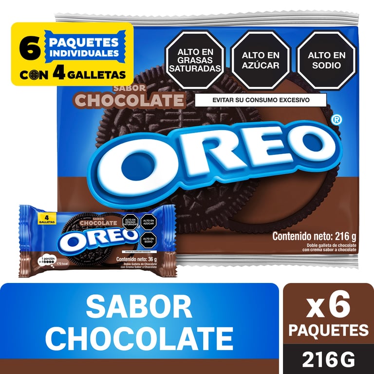 Oreo Sabor Chocolate Pack 6 Unidades | Tottus Perú