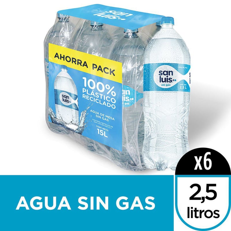 SAN LUIS - Agua sin gas Pack 6 Unidades 2.5 L
