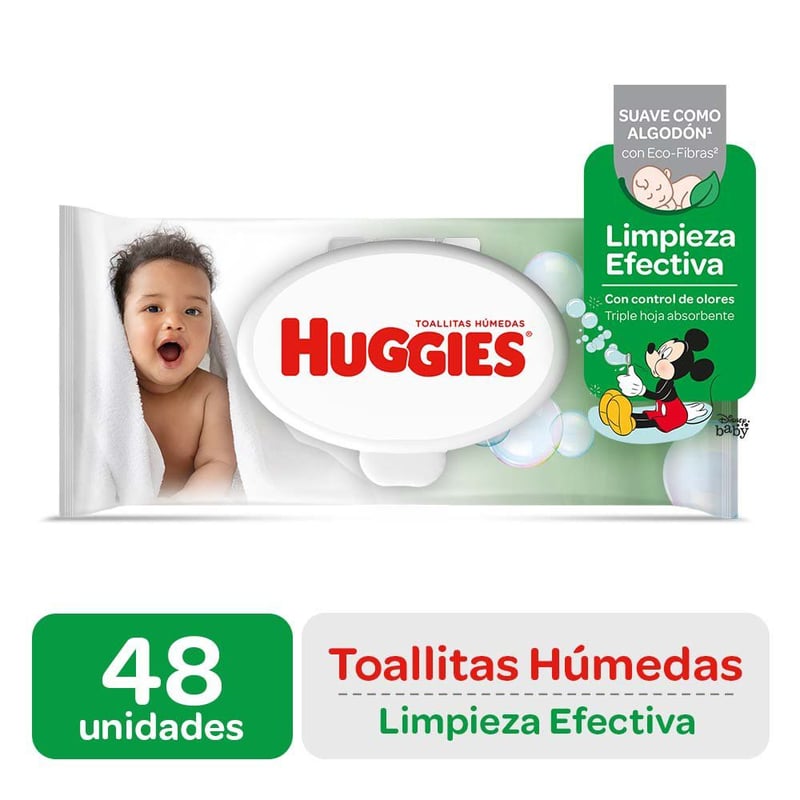 HUGGIES - Toallitas Húmedas Huggies Limpieza Efectiva 48 Unidades