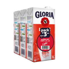 GLORIA - Leche Gloria Semidescremada UHT Light Pack 3 Unidades 1 L