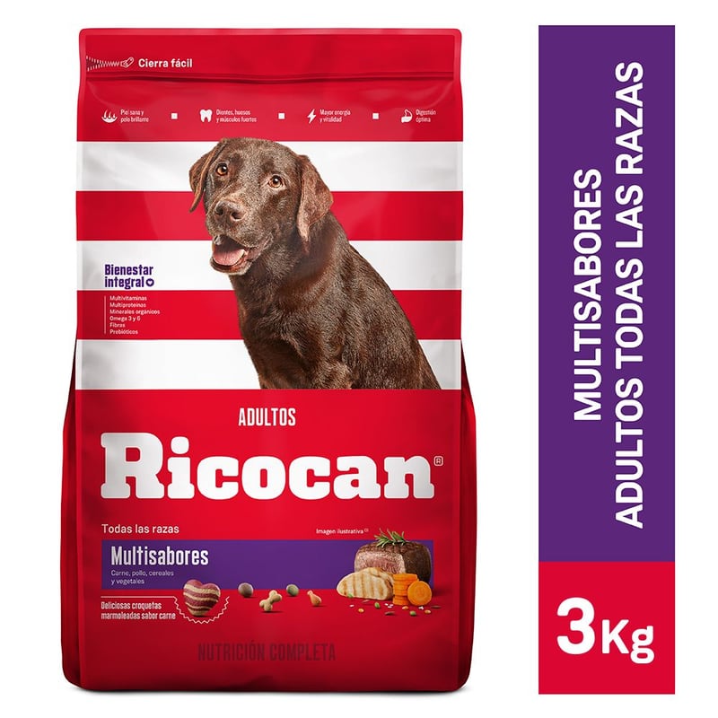 RICOCAN - Comida para Perros Ricocan Adultos Sabor Multisabores 3 kg