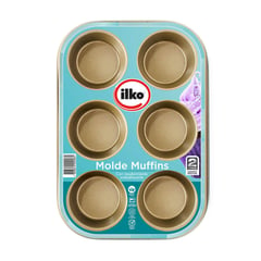 ILKO - Molde para 6 Muffins Gold Ilko