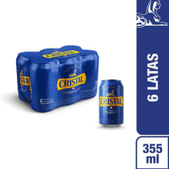 CRISTAL - Cerveza Cristal en Lata Pack 6 Unidades 355 mL