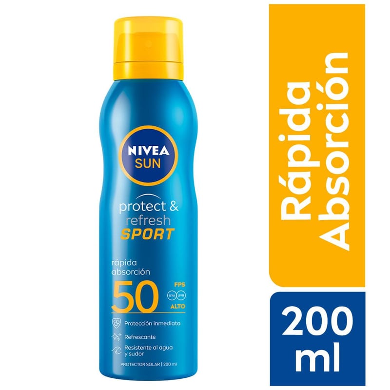 NIVEA - Protector Solar Nivea Spray Protect y Refresh sport FPS 50 - Frasco 200 mL