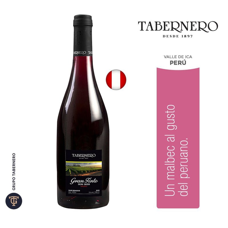 TABERNERO - Vino Granero Tinto Semi Seco Tabernero 750 mL