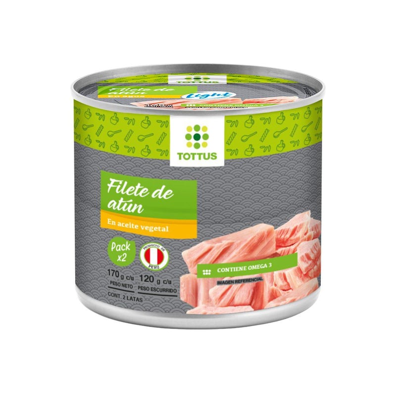 TOTTUS - Pack de filete de atún en aceite Tottus de 340 g