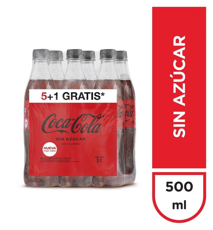 COCA COLA - Six Pack de Gaseosa Coca-Cola Sin Azúcar de 500 mL