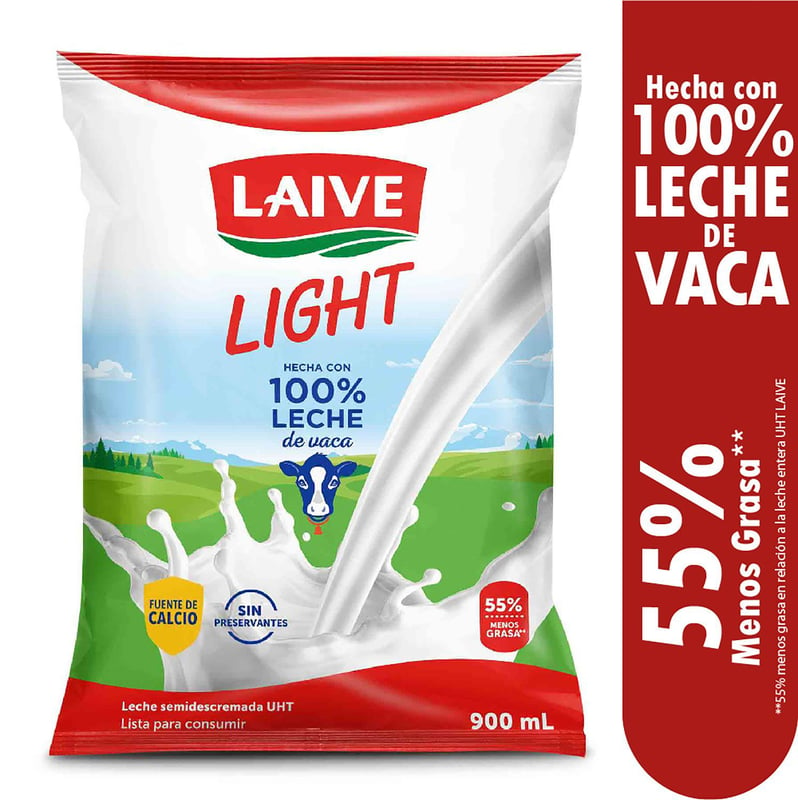 LAIVE - LECHE SEMIDESCREMADA LAIVE BOLSA X 900 ML