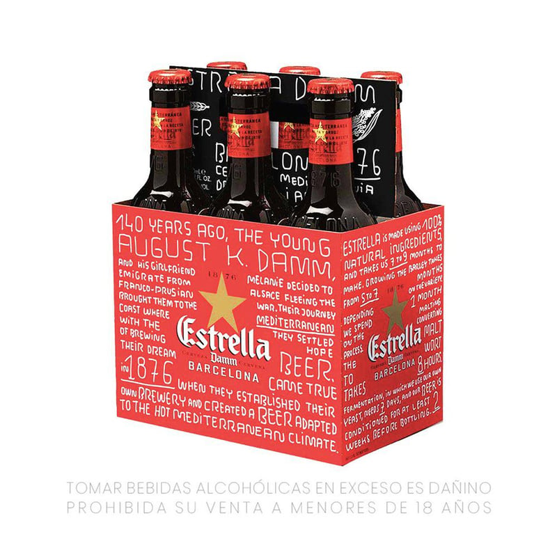 ESTRELLA DAMM - Six Pack de Cerveza de 330 mL