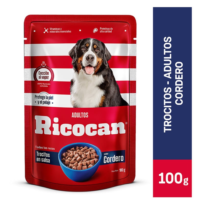 RICOCAN - Trocitos en salsa con cordero Ricocan para perros adultos de 100 g