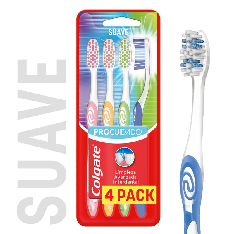 Cepillo De Dientes Colgate Pro Cuidado x 4 Unidades | Tottus Perú