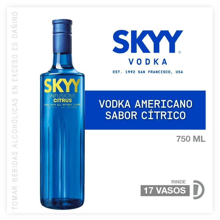Vodka Skyy Citrus Botella 750 mL | Tottus Perú