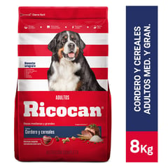 RICOCAN - Comida para perros Ricocan adultos medianas y grandes sabor cordero y cereales 8 kg