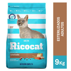 RICOCAT - Comida para gatos esterilizados Ricocat sabor pescado de 9 kg