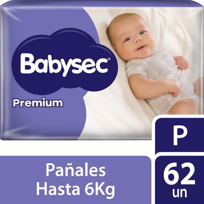 BABYSEC - Pañales Premium Talla P Babysec 62 Unidades