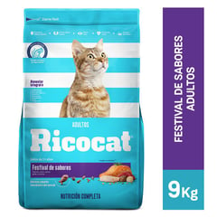 RICOCAT - Comida para gatos adultos Ricocat Festival de Sabores de 9 kg