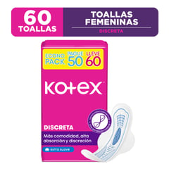 KOTEX - Toalla Higiénica Kotex Ultrafina Discreta 60 unidades