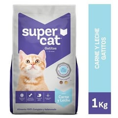 SUPERCAT - Comida para gatitos Super Cat sabor carne y leche de 1 kg
