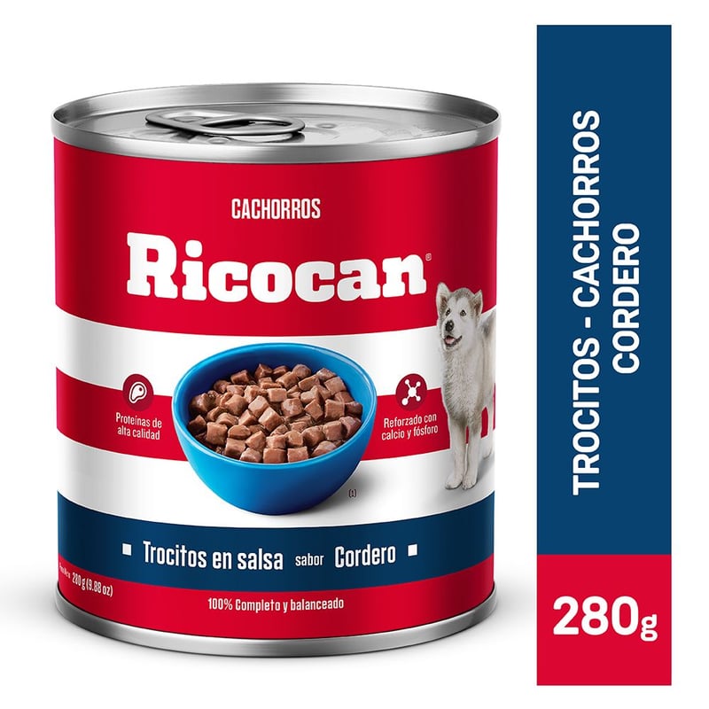 RICOCAN - Trocitos en salsa sabor cordero Ricocan para cachorros de 280 g