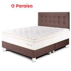 PARAISO - Dormitorio Royal Prince Queen Chocolate + 2 Almohadas Viscoelásticas + Protector