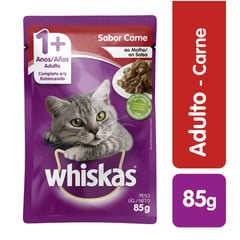 WHISKAS - Pouch para gatos Whiskas sabor carne de 85 g