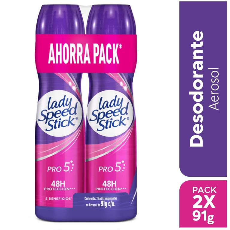 Desodorante Spray Lady Speed Stick Pro5 2 x 91 g | Tottus Perú