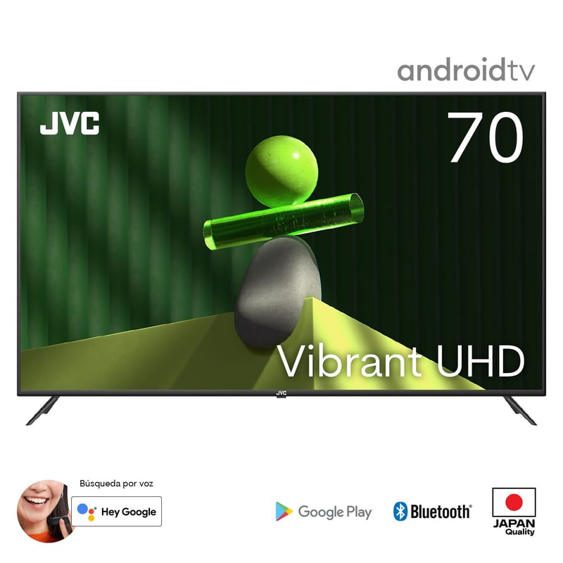 JVC - Televisor JVC de 70 pulgadas con tecnología LED Ultra HD 4K Android HDR Bluetooth y Smart TV modelo LT-70KB608