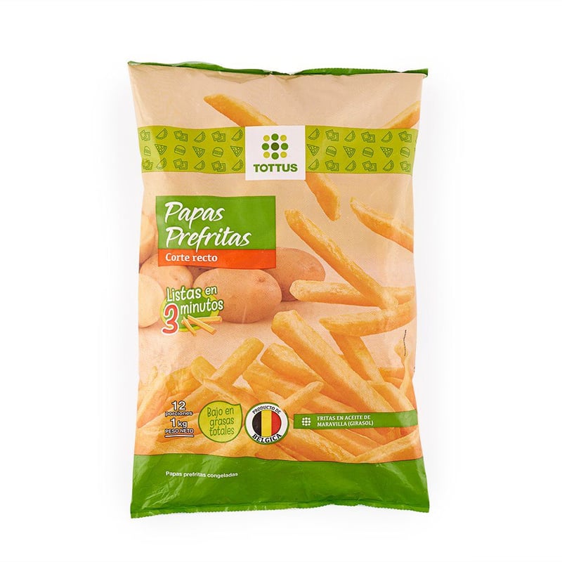 TOTTUS - Papas Pre Fritas Rectas Tottus 1Kg