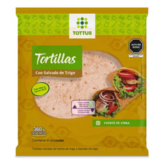 TOTTUS - Tortillas de trigo con salvado Tottus 6 unidades