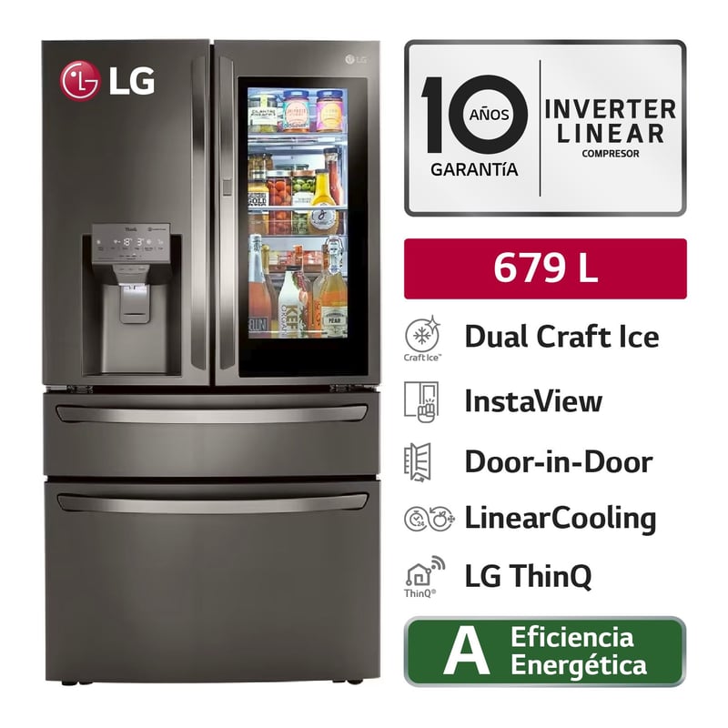 LG - Refrigeradora LM85SXD 679L InstaView French Door Acero inoxidable Negro LG