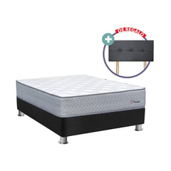 FORLI - Cama Americana Forli Pocket 2 Plazas + 2 Almohadas + 1 Protector + Cabecera