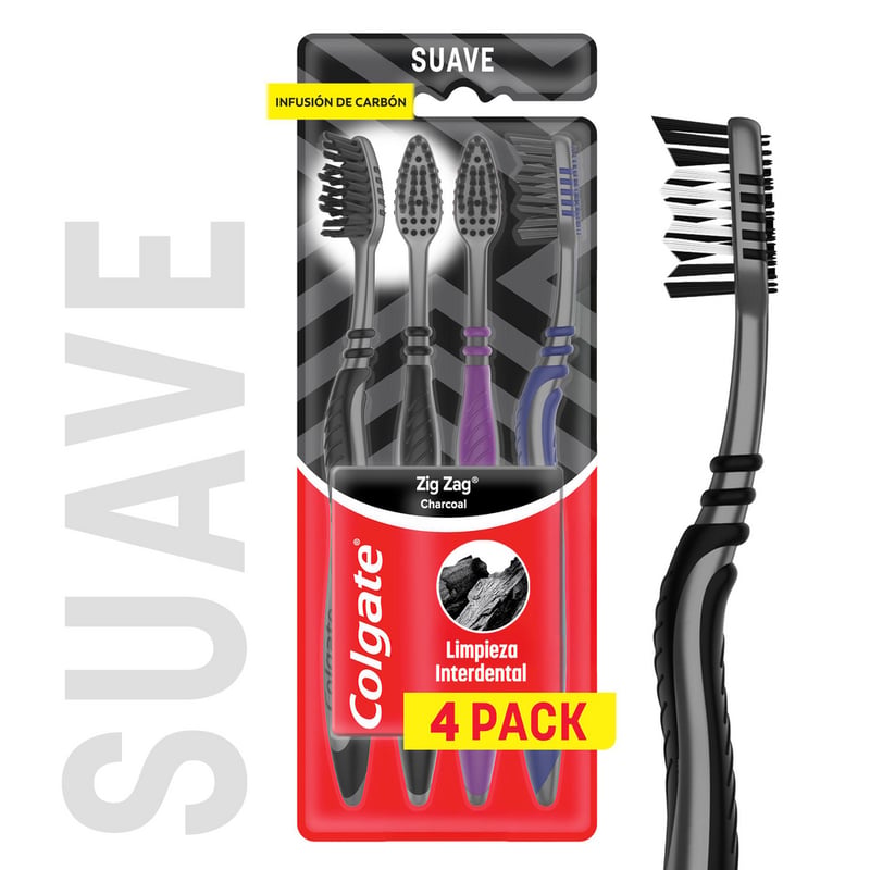 Cepillo Dental Colgate Zig Zag Carbón Pack 4 Und | Tottus Perú