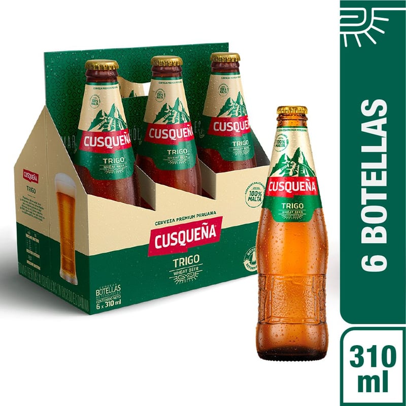 Cerveza Cusqueña Trigo Six Pack Botella 310 mL | Tottus Perú