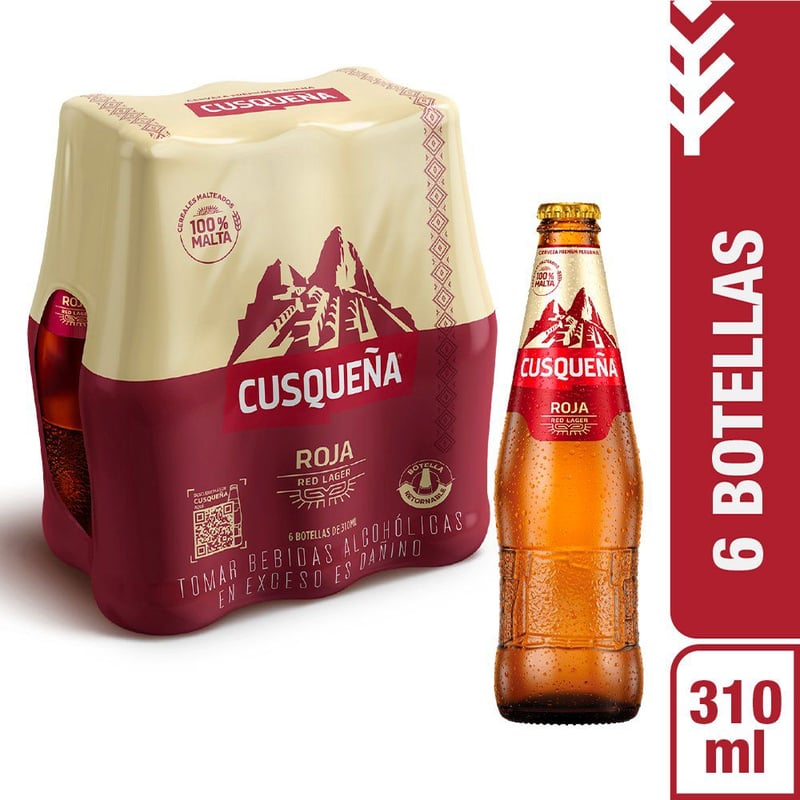 CERVEZA CUSQUENA ROJA BOTELLA 310ML X 6UND | Tottus Perú
