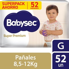 BABYSEC - Pañales Súper Premium Talla G Babysec 52 Unidades