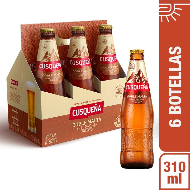 Six Pack Cerveza Cusquena Doble Malta Lager 310mL | Tottus Perú
