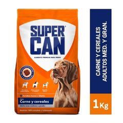 SUPERCAN - Comida para perros Super Can Adulto sabor carne y cereales de 1kg