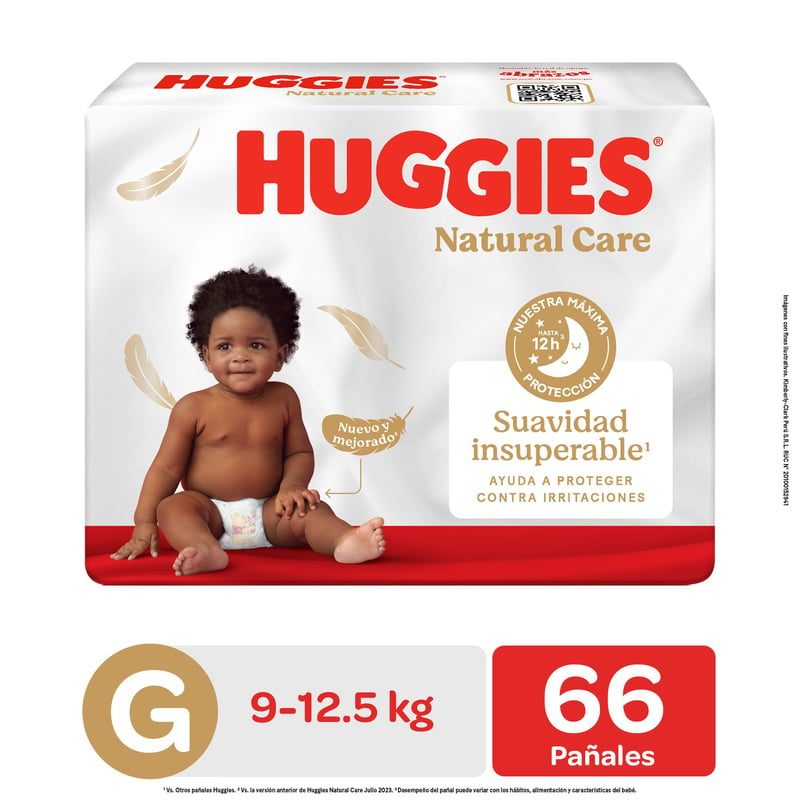 HUGGIES - Pañales Natural Care Talla G Huggies 66 Unidades