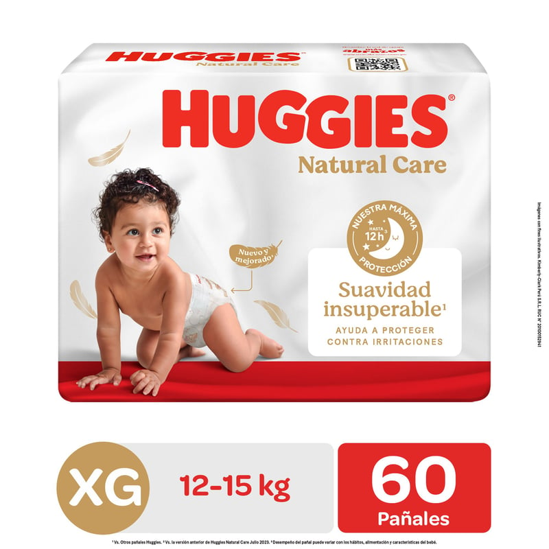 HUGGIES - Pañales Natural Care Talla XG Huggies 60 Unidades